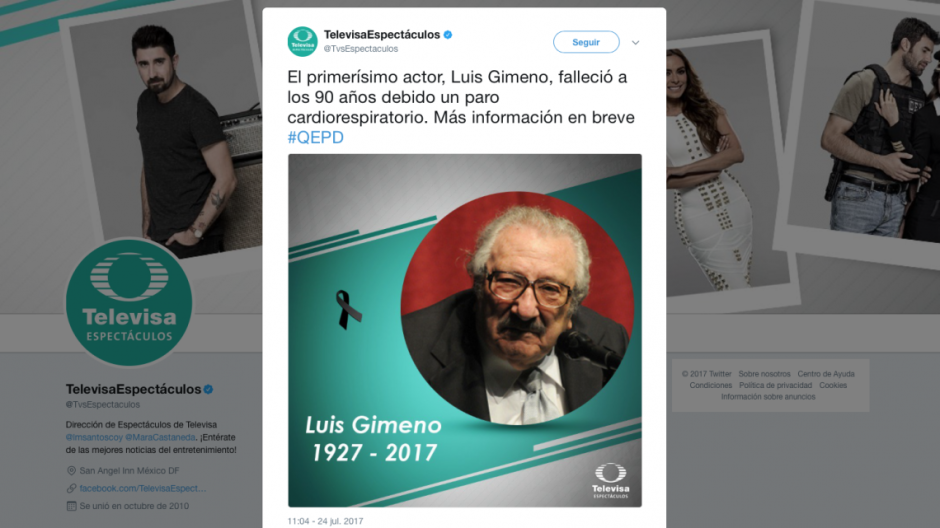 Fallece el actor Luis Gimeno