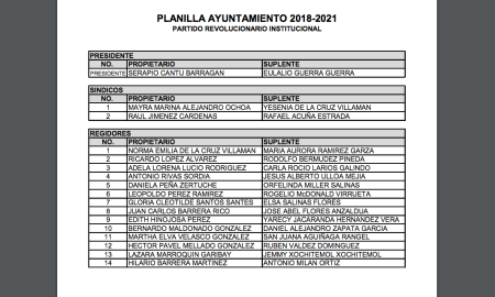 PRI registra planilla que irá con Serapio Cantú