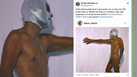 Hijo del Santo en desacuerdo con cuadro con máscara de "El Santo" de Cháirez