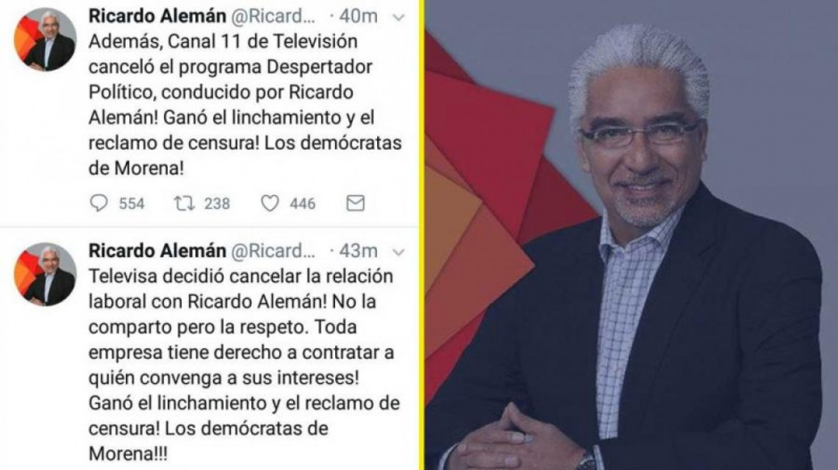 Televisa y Canal Once finalizan relación laboral con Ricardo Alemán