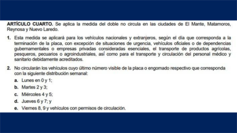 Hoy no circula se elimina de la zona sur; y se aplican modificaciones menores a nuevo decreto de Salud 