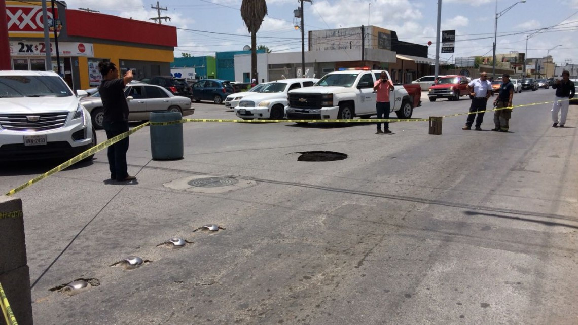 Se registra socavón de 6 metros de profundidad en Matamoros