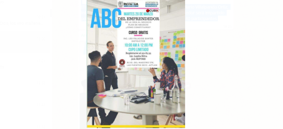 Promueve Gobierno Municipal taller para emprendedores