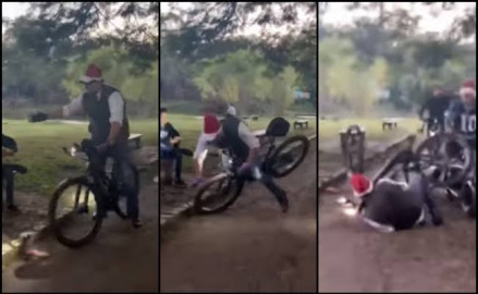 Alcalde potosino cae de bici mientras deseaba felices fiestas