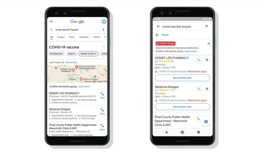 Google Maps enseñará centros de vacunación Covid-19
