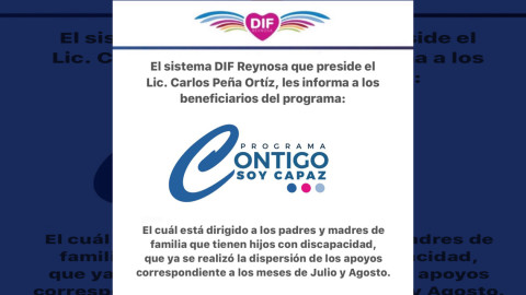 A través del programa “contigo soy capaz”, DIF Reynosa busca inclusión de personas con discapacidad