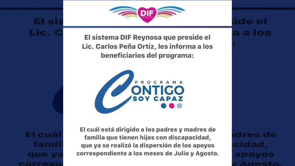 A través del programa “contigo soy capaz”, DIF Reynosa busca inclusión de personas con discapacidad