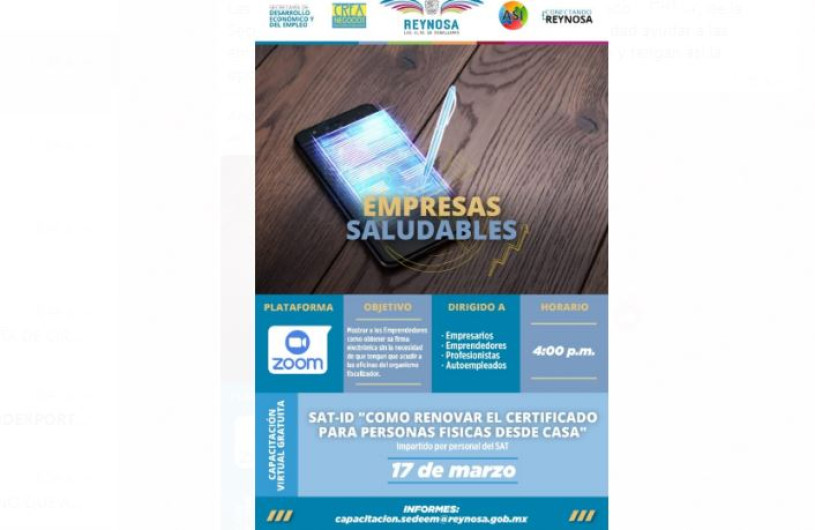 Ofrece Municipio Taller para renovar Firma Electrónica ante SAT 