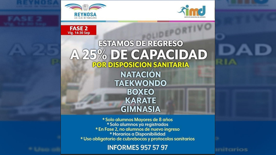 Reinicia actividades Instituto Municipal del Deporte 