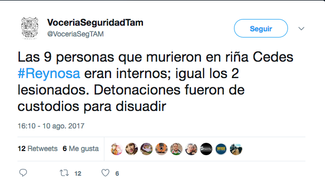 Suman 9 muertos y 7 lesionados por riña en Penal de Reynosa