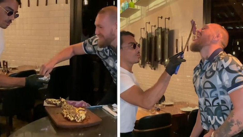 McGregor come lujoso filete bañado en oro de 24k