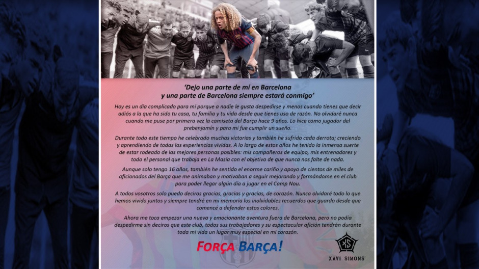  Xavi Simons deja el Barcelona 