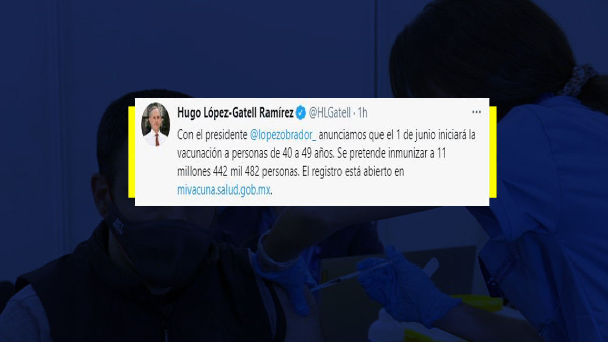 Vacunación para personas de 40 a 49 años dará inicio la próxima semana; Habilitan el registro a través de internet 