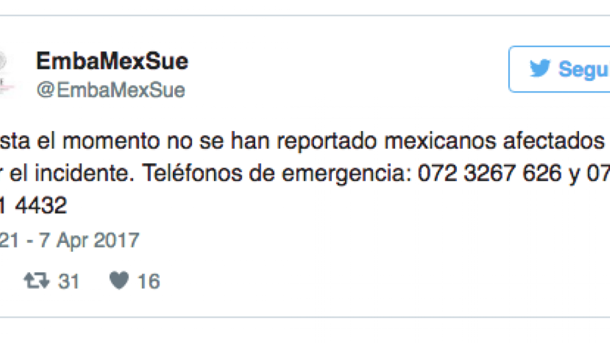 Ataque de Estocolmo no deja mexicanos heridos o muertos