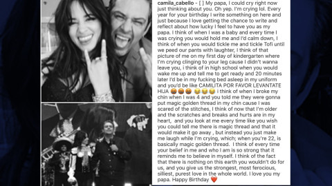 Camila Cabello felicita a su padre con un emotivo mensaje