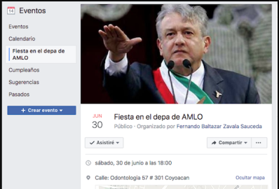 Convocan a fiesta en departamento de AMLO