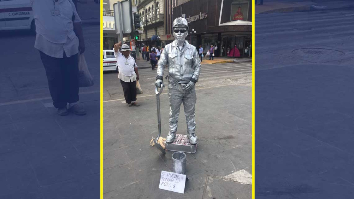 Asombra el minero de plata la estatua viviente