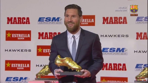 Lionel Messi recibe su quinta Bota de Oro 
