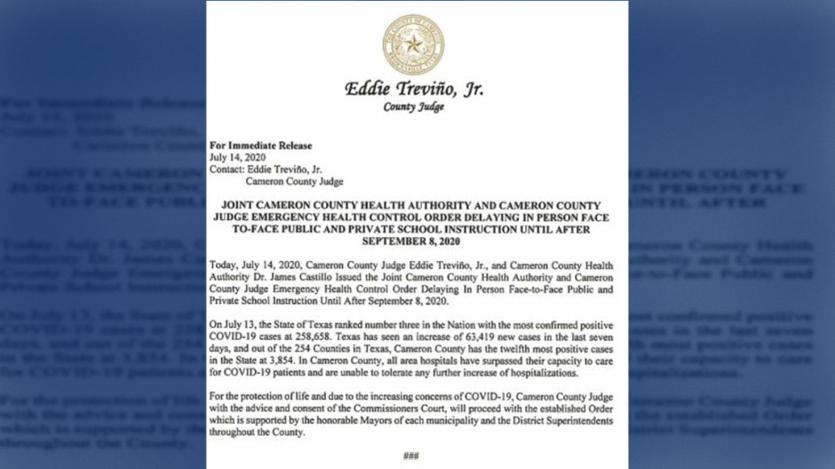 Posponen clases presenciales en el Condado Hidalgo y Cameron hasta septiembre