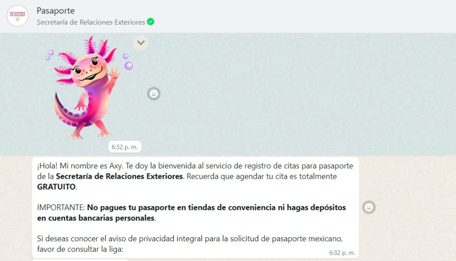 A partir de hoy podrás sacar tu cita de pasaporte por WhatsApp