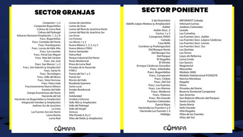 Advierte Comapa suspensión de agua en sectores Ponientes y Granjas