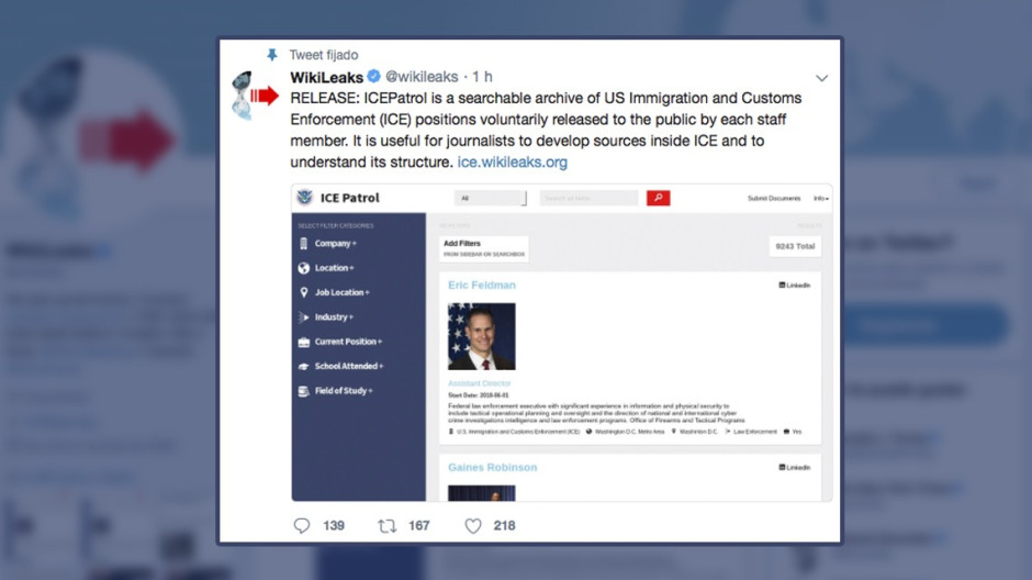 Wikileaks difunde base de datos de empleados de inmigración de EU