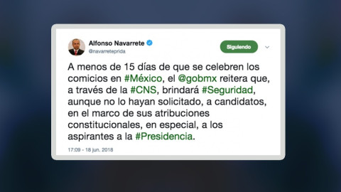 Se protegerá a candidatos lo pidan o no: Navarrete Prida
