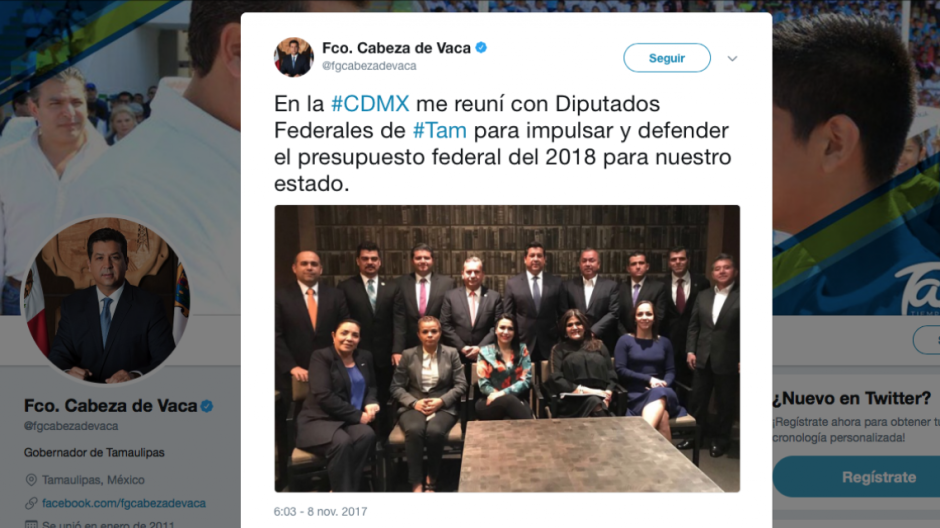 Se reúne Cabeza de Vaca con diputados federales de Tamaulipas 