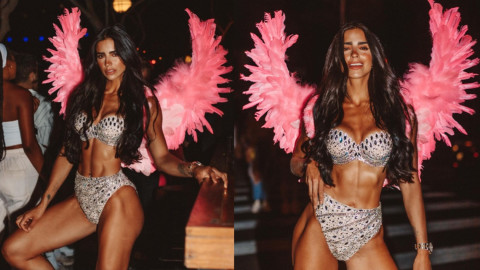 Bárbara de Regil camina en la calle con lencería