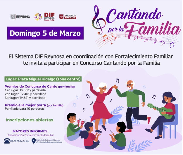 Invita DIF Reynosa a participar en Cantando por la Familia 