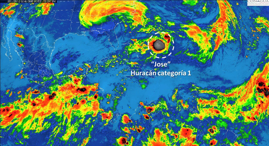 Avanza huracán José lentamente hacia el noreste