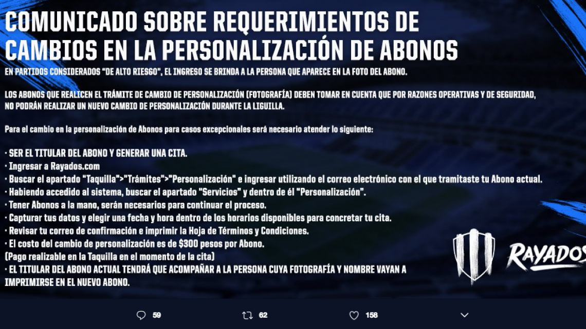 Rayados no permitirá entrada a afición con jerseys de Tigres para el clásico