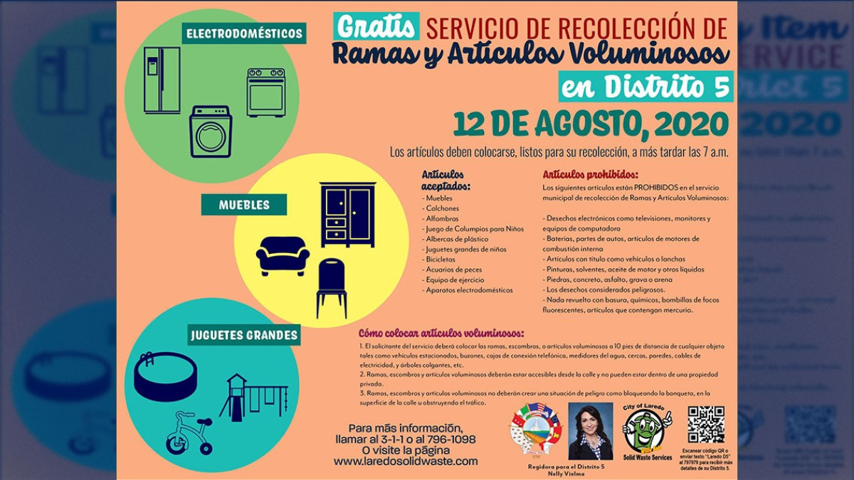 Ciudad de Laredo invita a la población al servicio de recolección de ramas y artículos voluminosos 