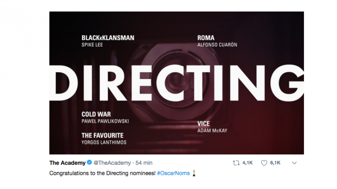 Todas las nominaciones a los Oscar 2019