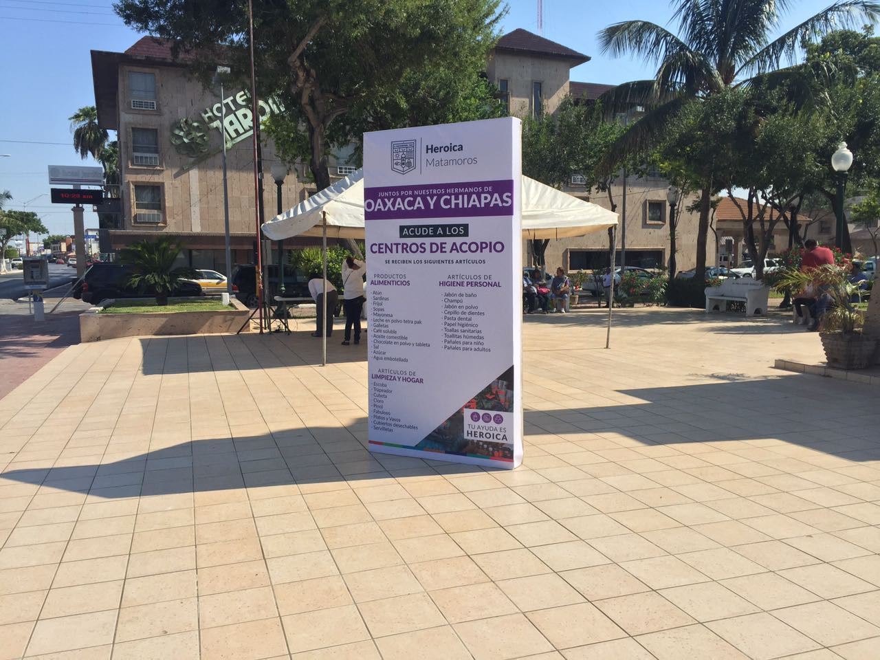 Inician colecta de víveres en Matamoros 