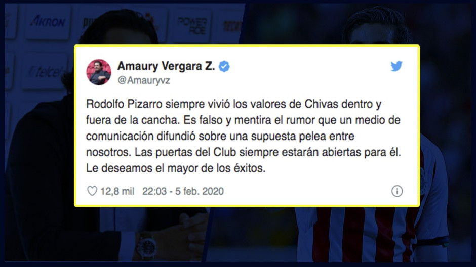 Amaury Vergara desmiente rumores de supuesta pelea con Rodolfo Pizarro