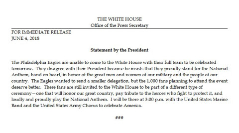 Trump cancela visita de los campeones del Super Bowl a la Casa Blanca