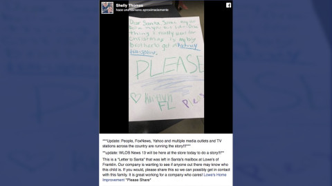 Niña le pide a Papá Noel un riñón para su hermano