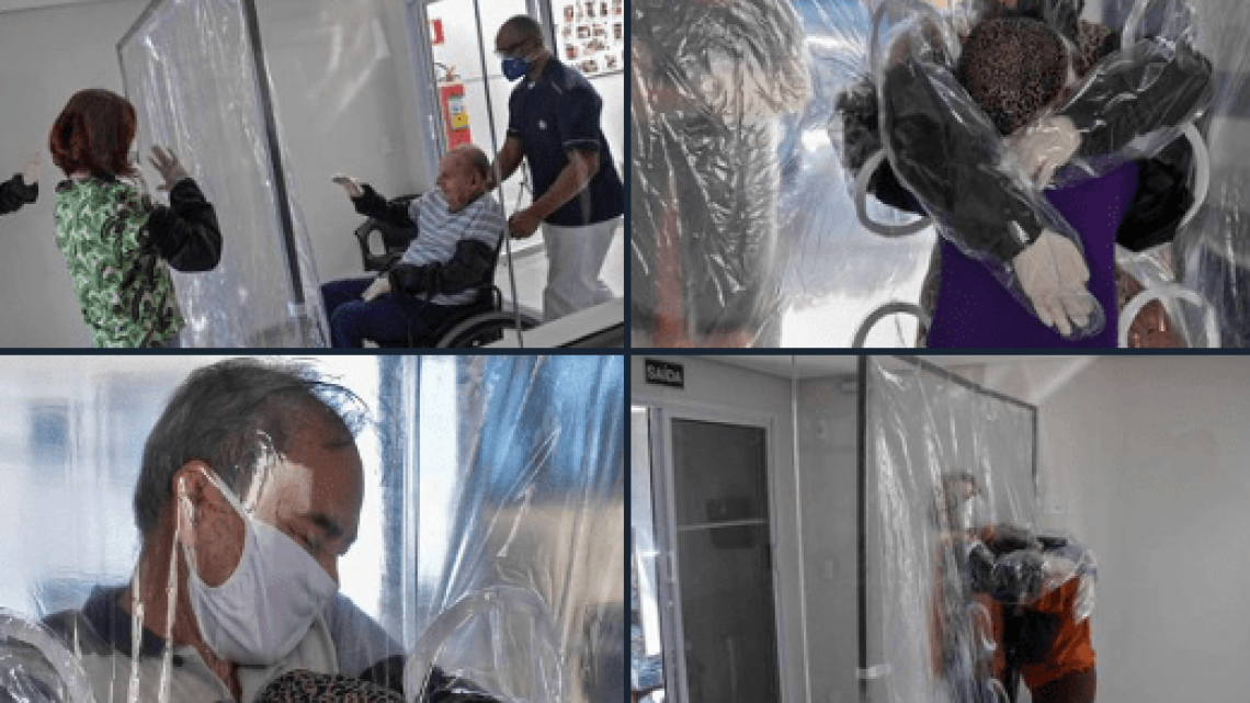 Instalan "cortina de abrazos" en asilo de Brasil