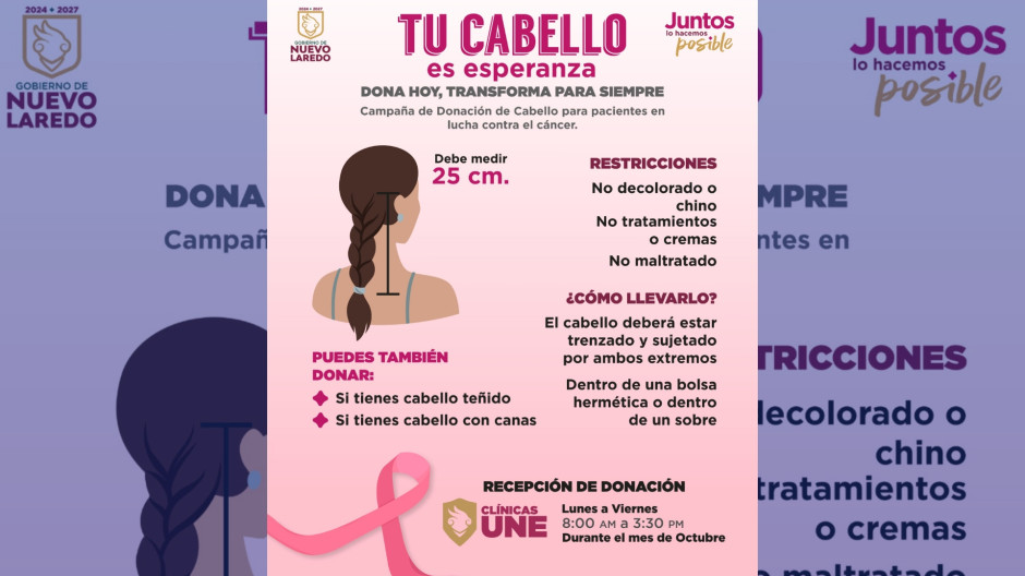 Invita gobierno municipal a donar cabello en favor de victimas de cáncer
