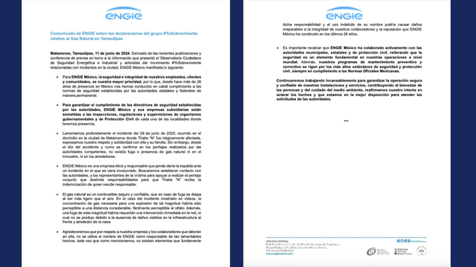  ENGIE México niega presencia de gas en casa de Thalia “N”