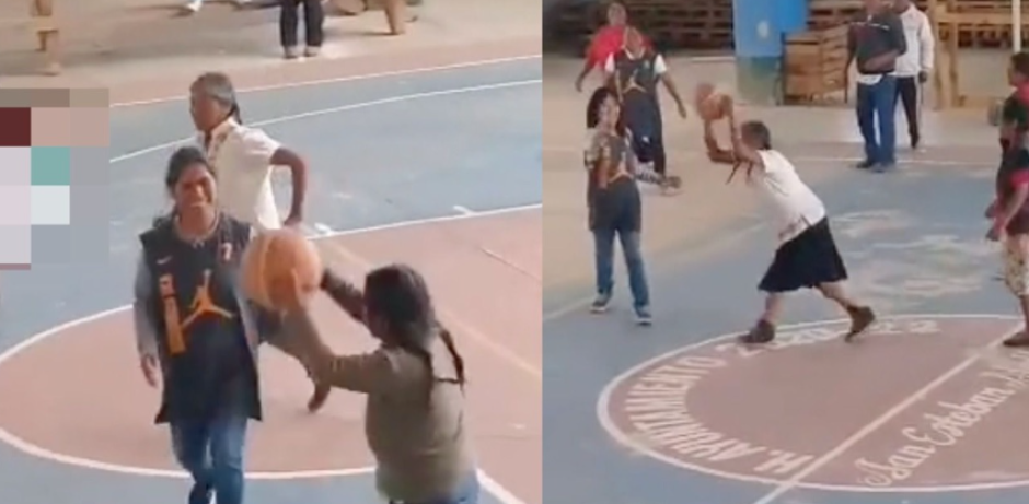 Abuelita oaxaqueña se hace viral por increíble forma de jugar básquetbol