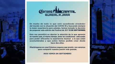 Posponen Corona Capital de GDL por coronavirus