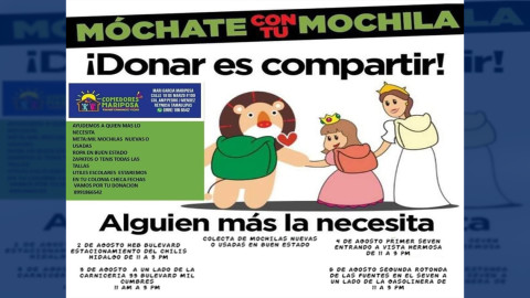 Ante posible regreso a las aulas, inician colecta de mochilas y útiles