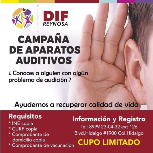 DIF Reynosa invita a registrarse a la campaña de aparatos auditivos