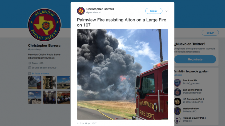 Se registra incendio en la ciudad de Alton