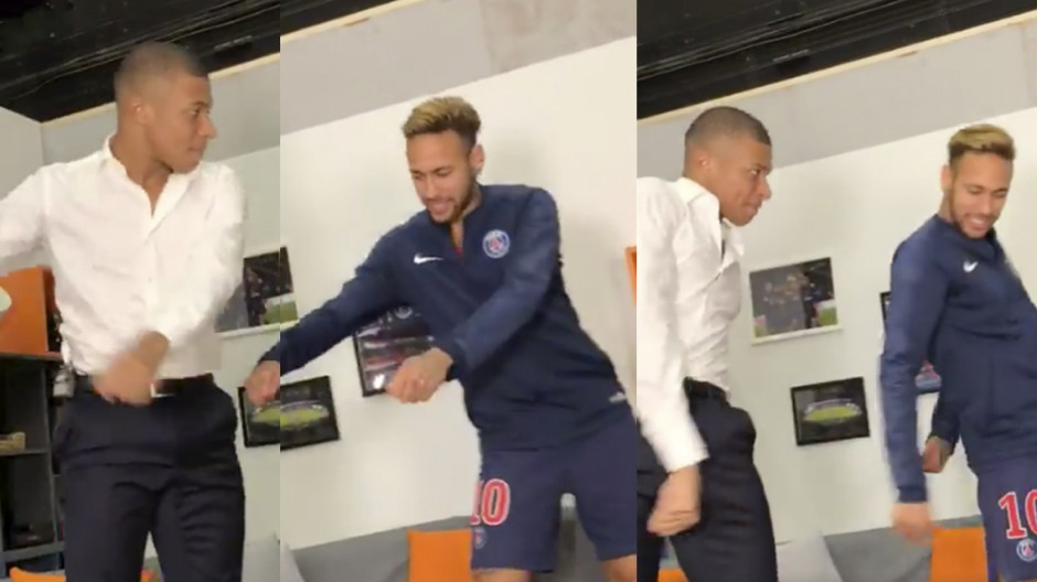 Neymar le enseña unos pasos de baile a Mbappé