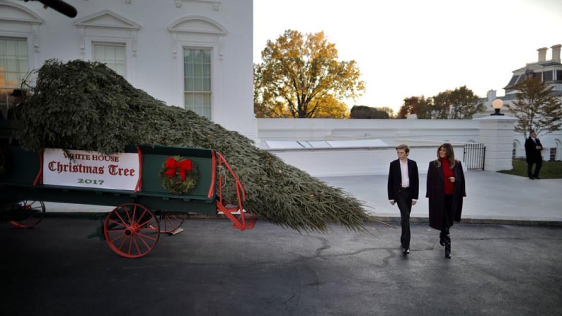 El primer árbol navideño de la familia Trump en la Casa Blanca