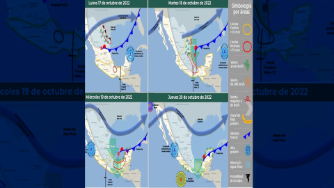 Anuncia Protección Civil llegada de frente frío y lluvias para hoy lunes