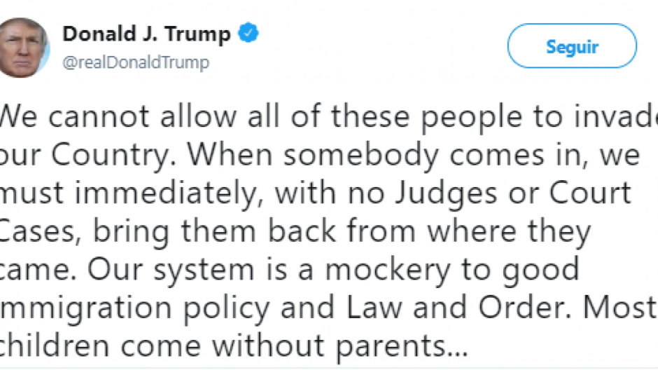 Trump solicita deportaciones extrajudiciales debido a la "invasión de inmigrantes"